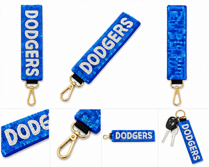Porte-sac Dodgers perlé et coloré, avec paillettes bleues, accessoire de porte-clés tendance et à la mode, personnalisable en couleurs, noms, mots et logos - Product Image 5