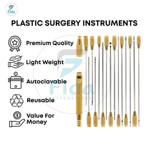 Ensemble de canules de liposuccion Fida, 17 pièces, acier inoxydable, réutilisables pour la chirurgie plastique, certifié CE ISO13485, garantie à vie, classe I - Product Image 4