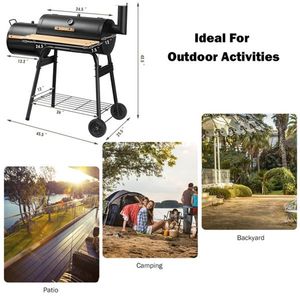 Grill a Carbone Kamado da Esterno Nero con Altezza Regolabile Automatica per Barbecue, Pizza e Alimenti Affumicati, Affumicatore per Giardini e Bar - Product Image 5