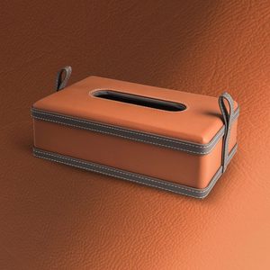 Caja de pañuelos de cuero moderna en oferta, dispensador de servilletas para baño, hogar, oficina y restaurante, color naranja - Product Image 4