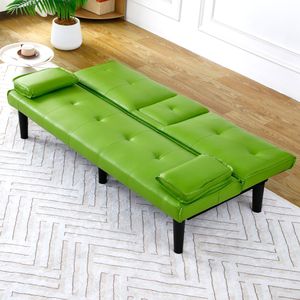 Divano Letto Multifunzionale in PVC Verde da 67 Pollici con Portabicchieri Pieghevole, Estremamente Pratico per Trasformare in un Spazio Confortevole - Product Image 4