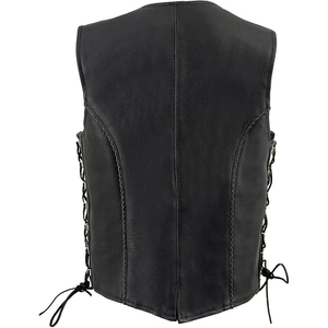 Gilet de motard en cuir tressé noir de qualité supérieure pour femme Samroz Sports avec lacets latéraux - Product Image 3