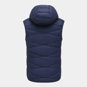 Chaleco Acolchado con Capucha para Hombre, Color Sólido, Cierre de Cremallera, Resistente al Viento, Ropa Exterior Informal, Largo Regular, 100% Poliéster - Product Image 2