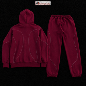 Maroon Tracksuit Men Custom Logo <b>Full</b> <b>Zip</b> <b>Hoodie</b> Jogger Pants Set Streetwear Fashion Sportswear Casual Gym Training Wholesale - Product Image 6