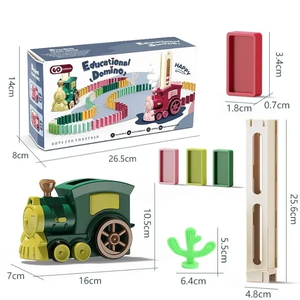 Train à dominos pour enfants, voiture <span class=keywords><strong>électrique</strong></span> à pose automatique, ensemble de dominos colorés, kits de blocs de briques, jeux, jouets éducatifs, cadeau pour fille et garçon - Product Image 6