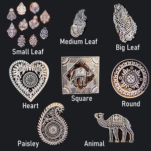 Vedela Naturals Set de Sellos de Madera con Diseños Bohemios para Estampado, para mayores de 14 años, para Bordes de Saree, DIY, Henna, Tela, Papel, Arcilla, Primavera - Product Image 5