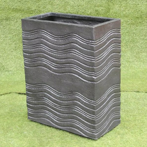 KNT Creations PL C-635 Square Classic Wave Design Handcrafted Carved FRP Planter Pot Lightweight Unbreakable Floor - Product Image 6
