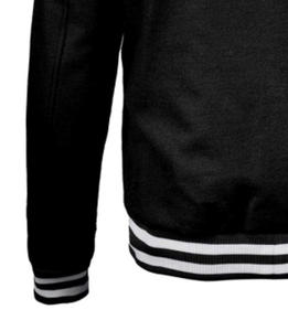 Veste universitaire pour homme, manches contrastées, corps en laine, poches avant, poignets en tricot côtelé, design de patch personnalisé, veste universitaire - Product Image 4