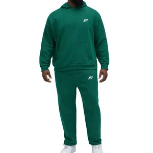 Ensembles de survêtements deux pièces en coton épais pour hommes, sweats à capuche en molleton, personnalisables avec logo, style streetwear, vente en gros, OEM - Product Image 1
