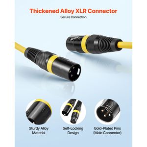 Confezione da 4 Cavi XLR da 7,6 m, Placcati in Oro, a 3 Pin, per Microfono e Altoparlante, Schermati, Bilanciati, DMX Maschio-Femmina, Alta Qualità - Product Image 3