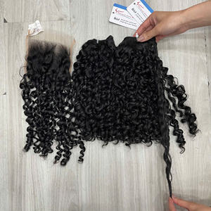 Superoferta de cabello humano vietnamita negro rizado tipo pixie, con texturas suaves y hermosas, sin caída ni enredos. - Product Image 1