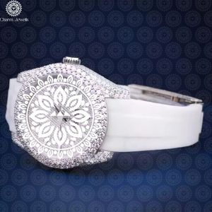 Reloj de Lujo para Mujer Charm_Jewells, Caja Tonneau de Acero Inoxidable de 38 mm, Cuarzo Analógico, Correa de Silicona con Incrustaciones de Diamantes - Product Image 5