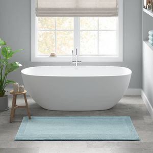 24x60\" 100% Cotton <b>Tufted</b> 3000 GSM Reversible Bath <b>Rug</b> 1 PCS Blue 3000 GSM Reversible Bath <b>Rug</b> - Product Image 1