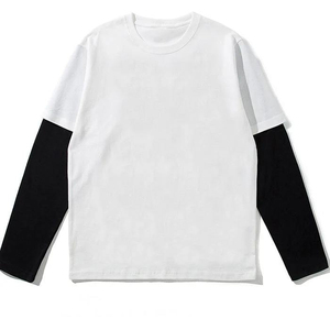 เสื้อยืดผู้ชายผ้าฝ้าย 100% แขนยาวสองชั้น สไตล์สตรีทแวร์ ทรงโอเวอร์ไซส์ เสื้อยืดโอเวอร์ไซส์แบบเรียบ ผ้าเนื้อหนา - Product Image 3