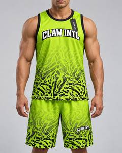 Conjunto de Uniforme de Baloncesto Unisex Claw Intl Verde Lima y Negro con Estampado Digital, Transpirable, de Poliéster, para Adultos, con Tecnología de Detección de Agujas, Sin Costuras - Product Image 1