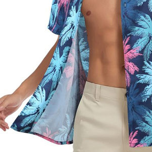 Chemises décontractées à manches courtes boutonnées, chemise de plage respirante en pur coton, OEM personnalisé pour hommes, coton et lin pour hommes - Product Image 6