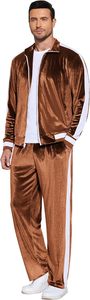 Ensemble de survêtement en velours marron pour homme, fermeture éclair intégrale, coupe décontractée, vêtements de sport, matière polyester, tenue d'automne - Product Image 5