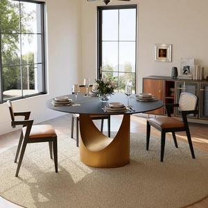 Mesa de Comedor Rectangular Moderna y Ecológica Daystar Trade con Tapa de Mármol Negro y Base de Pedestal de Madera para 4 Personas - Product Image 2