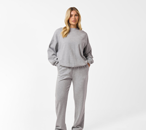 Sweat-shirt surdimensionné de qualité supérieure pour femme, col rond, en molleton, avec épaules tombantes et broderie 3D - Product Image 2