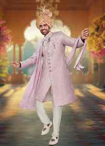 ชุดเชอร์วานีงานแต่งงานสำหรับเจ้าบ่าวชาวอินเดียและปากีสถาน  งานปักหนัก  แบบลำลอง  ป้องกันรอยยับ  ป้องกันแสงแดด  ใส่ได้ทุกฤดู - Product Image 5