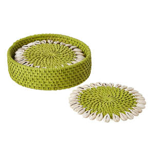 Posavasos de Madera para Interiores, Juego de 4, Diseño Único, Forma de Montaña Rusa, 10' de Diámetro, Color Hueso, para Decoración del Hogar - Product Image 5