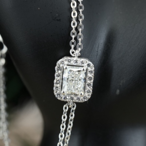 Ailmay - Pulsera de Cadena con Dijes de Plata de Ley 925, Diseño Rectangular de Lujo con Moissanita de 1 Quilate, para Mujer, Boda, Compromiso - Product Image 3