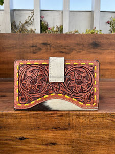 Vente chaude Sculpture Main Usiné Portefeuille Embrayage Élégant En Cuir Véritable Fourrure De Vachette Portefeuille Multi Utilisations Western Portefeuilles En Cuir - Product Image 4