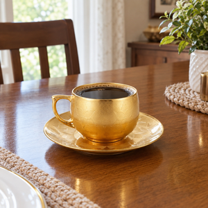 Juego de Tazas y Platos de Té de Latón Mate de Lujo, con Grabado de Flor de Loto, Tazas de Café Turcas y Árabes, Recuerdos de Boda, Venta al Por Mayor - Product Image 3