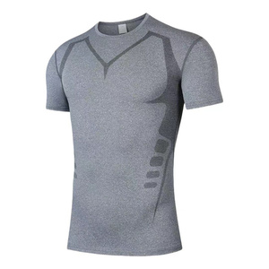 Men's Slim Fit Compression <b>T</b>-<b>Shirt</b> Short <b>Sleeve</b> O-Neck Quick Dry Solid <b>White</b> Sporty Knitted Polyester - Product Image 6