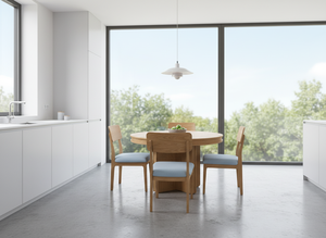 Ensemble de table à manger moderne ronde en frêne massif et placage MDF avec 4 chaises - Durable, facile à nettoyer, léger - Product Image 2