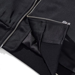 Veste universitaire pour homme, coupe classique, fermeture éclair, doublure en satin, style décontracté, noir, vert, couleur unie, matière polyester - Product Image 6