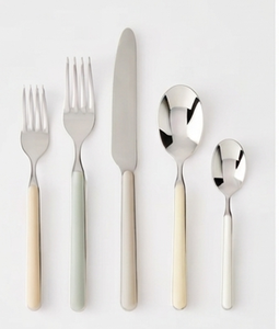 Ensemble de couverts minimalistes avec manches colorées, couteau, fourchette et cuillère en acier inoxydable, compatibles lave-vaisselle, vaisselle de mariage - Product Image 1