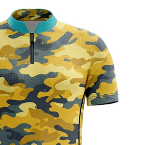 Chemise camouflage de haute qualité à col montant, manches courtes, fermeture éclair, sublimation, unisexe, 100% polyester, hauts à col montant - Product Image 5