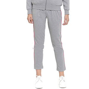 Women Gray <b>Pink</b> Hooded <b>Tracksuit</b> Set Full Sleeve Zipper Sporty Jogger Pants Breathable Polyester Cotton Casual Autumn Wear - Product Image 4