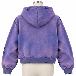 Sudadera con Capucha Oversize de Algodón 100% de Alta Calidad, Gruesa, Transpirable, Bordada, Estilo Urbano, Lavado Ácido, Efecto Desgastado por el Sol - Product Image 6