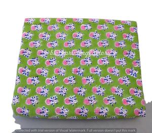 Indian Hand Block Printed 100% Cotton Quilting Fabric for Dress Making & Home Decor Available for Sale by Yard - Product Image 1