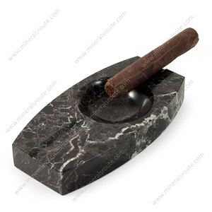 Cenicero de mármol de lujo hecho a mano a bajo precio, nuevo y fabuloso cenicero elíptico de mármol negro cebra natural para cigarros - Product Image 2