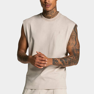 Débardeur pour homme en coton 100% uni, tricoté, écologique, col rond, vêtement décontracté - Product Image 2