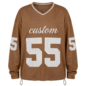 Ropa Deportiva TRENDY, Jersey de Fútbol Americano Personalizado Extra Grande, Marrón, Malla de Poliéster Transpirable, para Hombre, Joven, Equipo, Nombre y Número Personalizables - Product Image 1