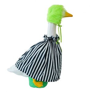 Tenues d'Halloween pour oies de porche : Costume rayé noir et blanc et perruque, vêtements de film pour la décoration extérieure de la cour, du jardin et du patio - Product Image 5