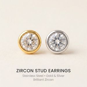 Pendientes de Zirconia en Acero Inoxidable, Pendientes Chapados en Oro en Oro y Plata - Product Image 6