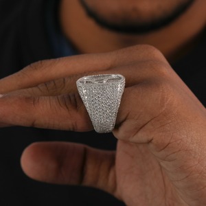 925 <b>Sterling</b> <b>Silver</b> Heart-Shaped Moissanite 14K Gold Plated Hip Hop/Rock Style Custom Iced Out Pav Signet <b>Ring</b> for <b>Men</b> - Product Image 5