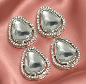 ตัวเชื่อมต่อรูปวงรีเรขาคณิตสีทอง 2 ชิ้น ขนาด 40x22 มม. คริสตัลชุบทอง 18K แบบ Kundan Meenakari สำหรับงานเครื่องประดับ ขายส่ง - Product Image 2