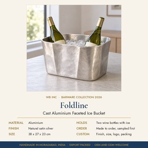 Seau à glace rectangulaire en aluminium moulé fait main, refroidisseur à vin, bac à boissons à facettes, fournitures pour bar et fêtes - Product Image 2