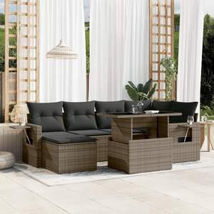 Conjunto de Sofás de Jardín de Ratán PE Gris Oscuro Modular Grande, Cómodo y Elegante - Product Image 1