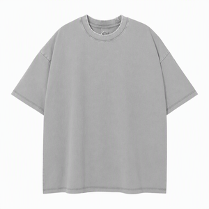เสื้อยืดคอกลมแขนสั้นสีพื้นสำหรับผู้ชาย ทรงโอเวอร์ไซส์ สไตล์ลำลอง สตรีทแวร์ เป็นมิตรกับสิ่งแวดล้อม ดีไซน์สั่งทำได้ ผ้าถักเจอร์ซีย์ 100% - Product Image 1