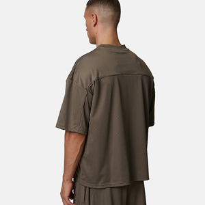 Camiseta de Manga Corta para Hombre, Talla Grande, Tejido de Malla Transpirable, Color Sólido, Cuello Redondo, Estilo Casual - Product Image 2
