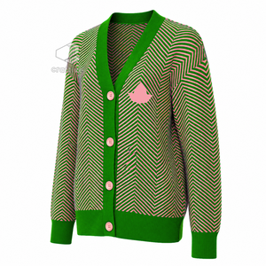 Alpha Kapa Alpha Sorority <b>Cardigan</b> <b>Sweater</b> Women's Embroidered Crest Button Front V-Neck Long Sleeve <b>Cardigan</b> Greek Life Apparel - Product Image 2