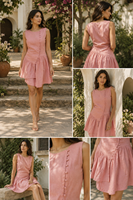 Robe d'été asymétrique rose en coton, style bohème, sans manches, teinte unie, écologique, pour femme, vente en gros