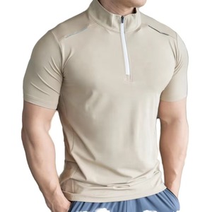 Camisetas Deportivas para Hombre, 100% Algodón Tejido, Alta Elasticidad, Cuello Alto con Cierre de 1/4, Logotipo Personalizado, Transpirables, Secado Rápido - Product Image 3